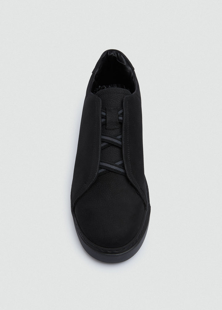 Lightweight Slip-On Sneaker - Textured Suede Black - top view