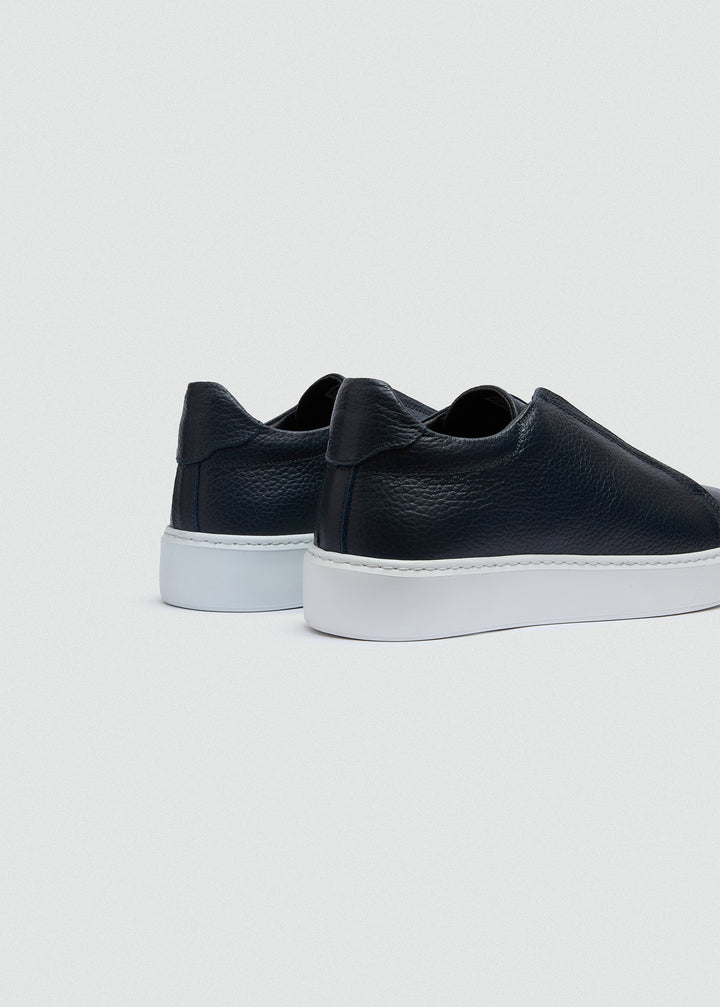 Lightweight Slip-On Sneaker - Textured Navy Blue - side profile