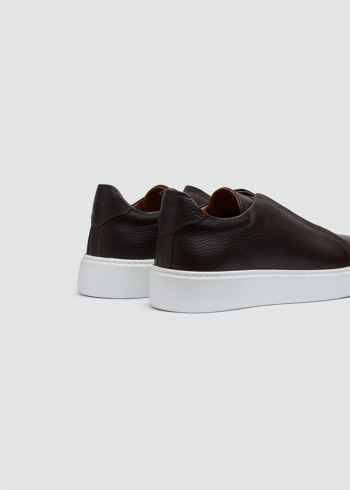 Lightweight Slip-On Sneaker - Textured Brown - back view