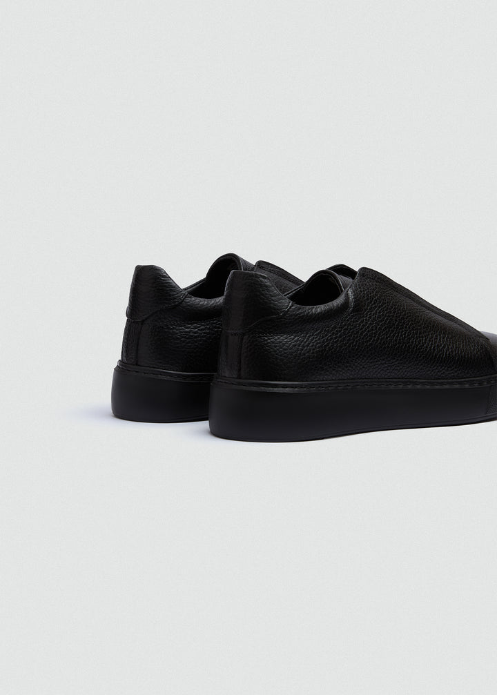 Lightweight Slip-On Sneaker - Textured Black - back view