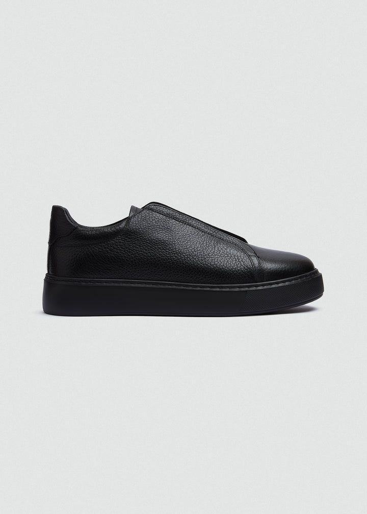 Lightweight Slip-On Sneaker - Textured Black - side profile