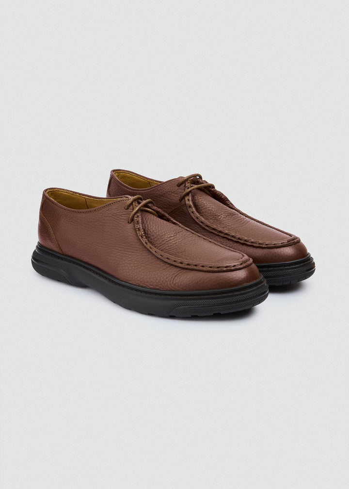 Moc-Toe Lace-Up - Textured Light Brown, pair
