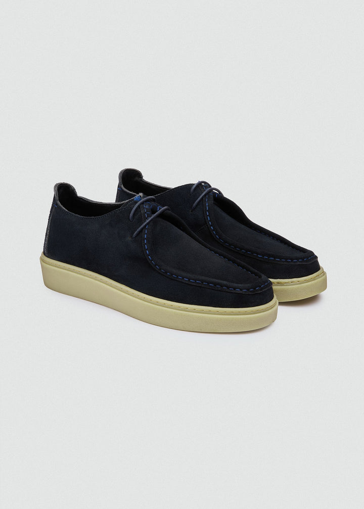 Cupsole Moc-Toe Lace-Up - Suede Navy Blue, pair
