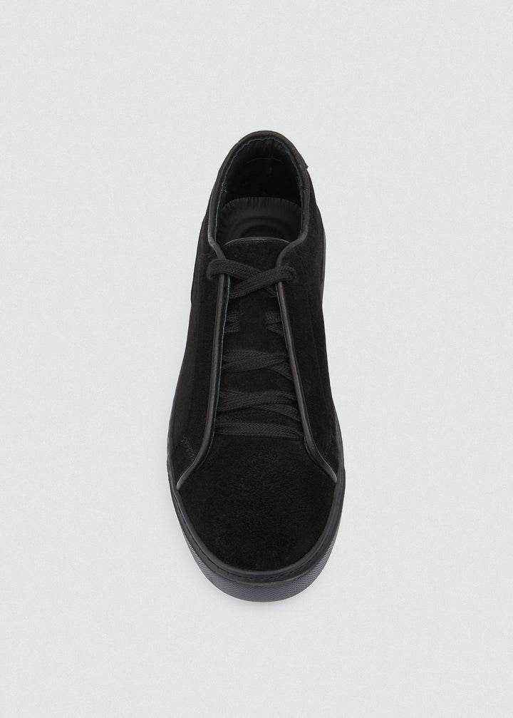 Cupsole Lace-Up Sneaker - Suede Black, top