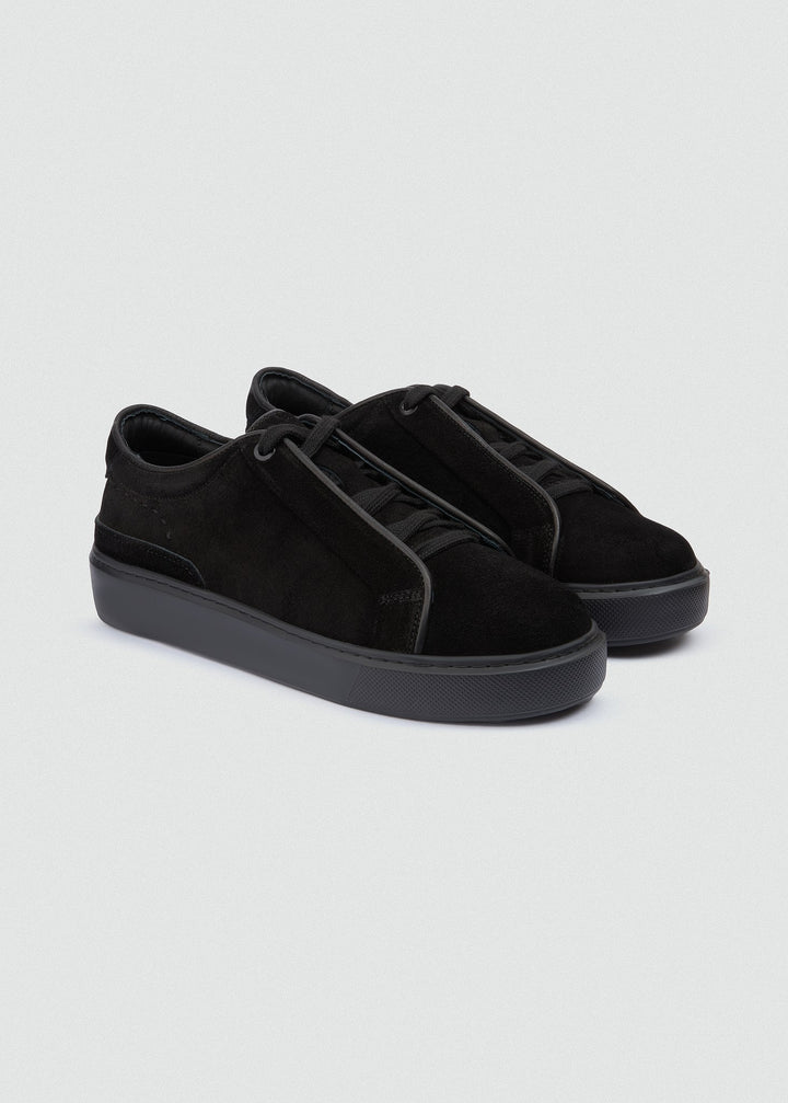 Cupsole Lace-Up Sneaker - Suede Black, pair