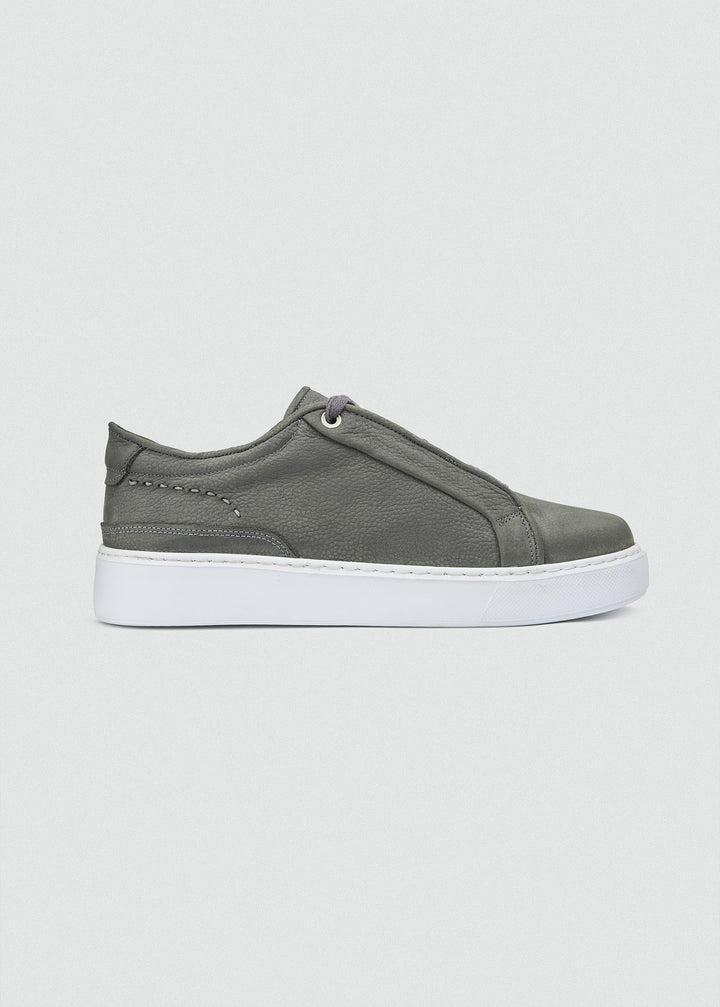 Cupsole Lace-Up Sneaker - Suede Grey, side