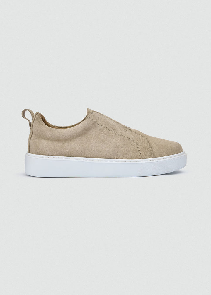 Laceless Slip-On Sneaker - Suede Beige, side