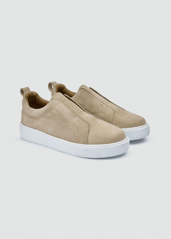 Laceless Slip-On Sneaker - Suede Beige, pair