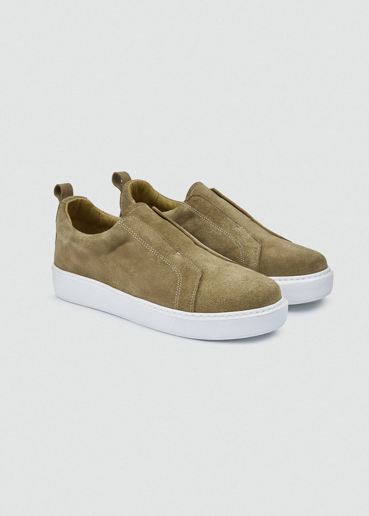 Laceless Slip-On Sneaker - Suede Café, pair