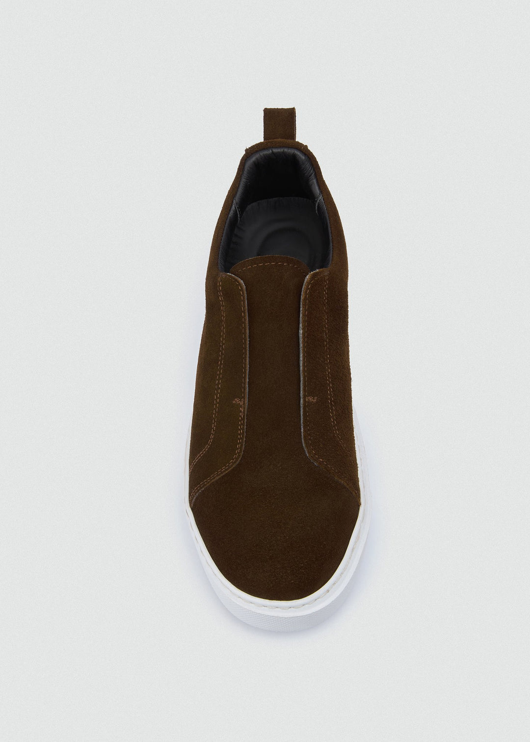 Laceless Slip-On Sneaker - Suede Brown, top