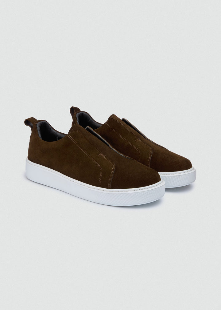 Laceless Slip-On Sneaker - Suede Brown, pair