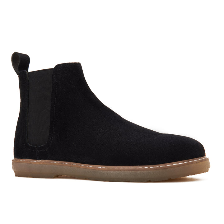 Achilles Plain Suede Chelsea Half Boot - Black