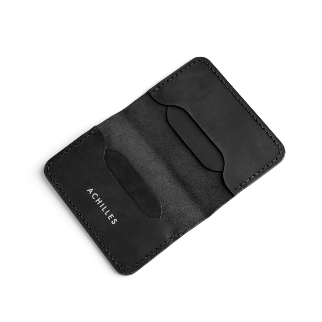 Black leather bifold card holder