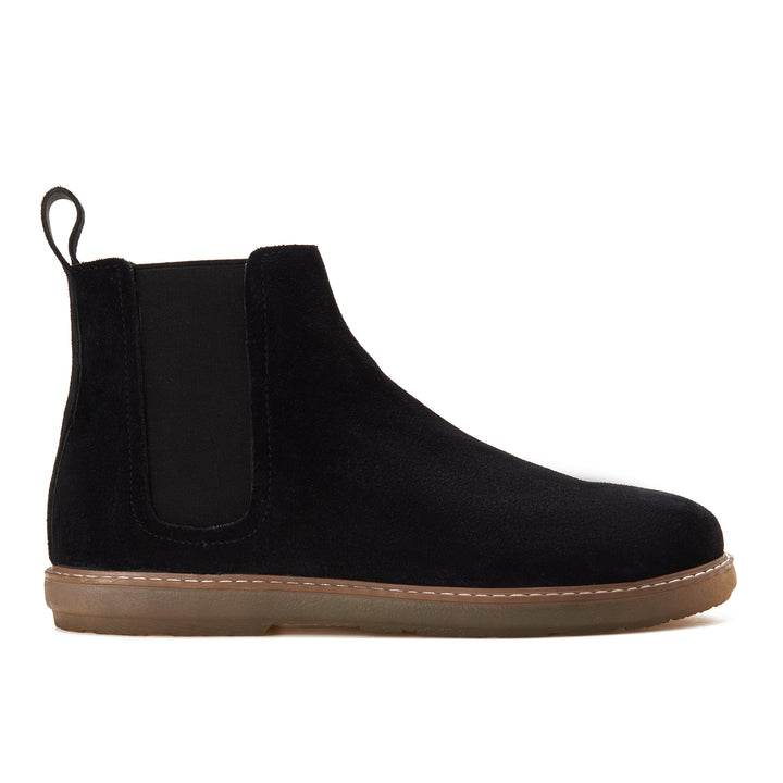 Achilles Plain Suede Chelsea Half Boot - Black