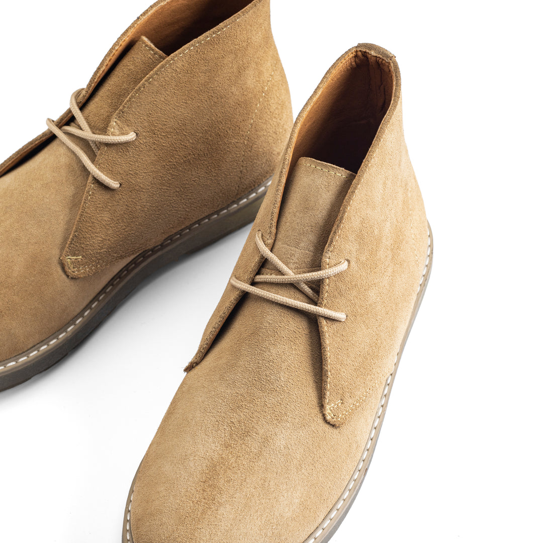 Achilles Split Suede Desert Boots Plain Toe For Men - Beige